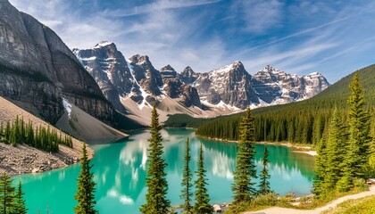 Banff National Park in Canada,majestic mountains, turquoise lakes, and abundant wildlife - obrazy, fototapety, plakaty