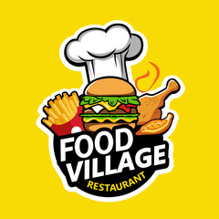 vector logo for fast food restaurant (eps). beautiful logo for restaurant card, poster or menu with creative name. burger, grill, roast, fest, junkfood concept.