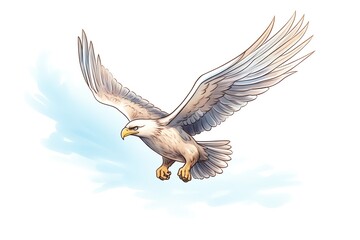 Obraz premium A majestic bald eagle soars through the sky, its powerful wings outstretched