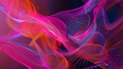 Radiant pulses of neon energy dancing in rhythmic patterns, evoking a sense of vibrant digital life.