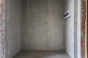 interior of the apartment without decoration in gray colors. rough finish