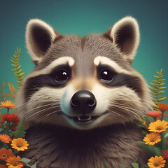 Cute raccoon face 