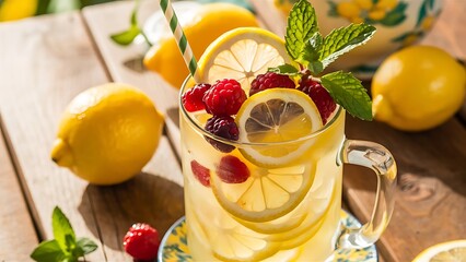 Fototapeta premium Summer lemonade of fresh fruit