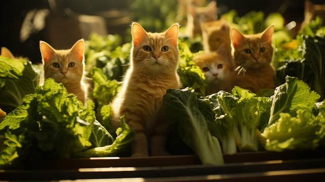 The ministers cat grows vegetables in the palace Surrealistic action photo Clean and Clear Color