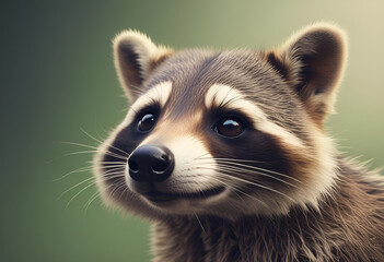 close up of a raccoon