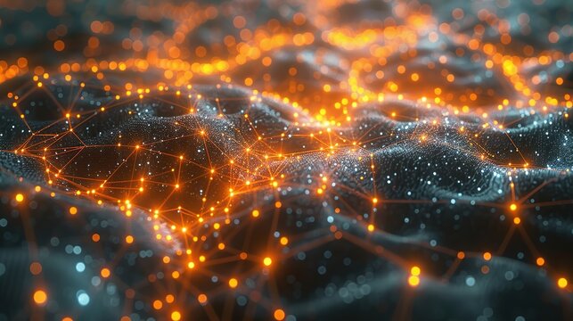 AI neural network visualization, glowing connections, business efficiency
