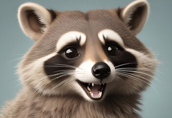 close up of a raccoon 