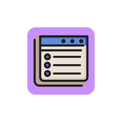 Icon of computer file. Generating document, event planning, tasks. Document concept. Can be used for topics like business analysis, information, research
