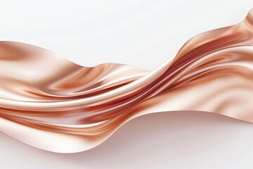 Rose gold wave illustration, smooth flowing rose-colored metallic wave on a white backdrop.