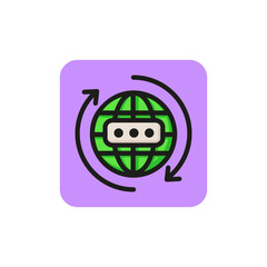 Line icon of circulating globe. Global communication, networking, travel. Internet concept. Can be used for topics like business, technology, transportation