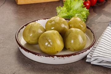 Homemade pickled green tomato appetizer