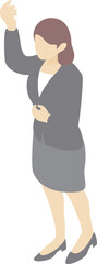 ビジネス　アイソメトリック　人物　女性　手を上げる　腕　仕事　職業　スーツ　イラスト素材