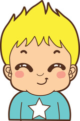 Variation of kids face from any race. Causasoid europeans race emoticon. Avatar of boy and girl kids.