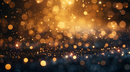 Shimmering Pale Gold Bokeh Lights, Glitter and Sparkle Dust on Modern Abstract Background, Ultra HD Image
