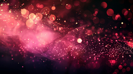 Soft Hot Pink Bokeh Lights and Sparkle Dust on Dark Abstract Background, High Definition Ultra HD Camera Shot