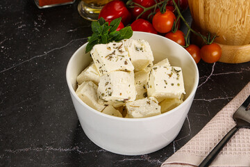 Greek traditional Feta cheese cubes