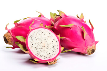 Dragon fruit or pitahaya on a white background close-up. Tropical fruits.