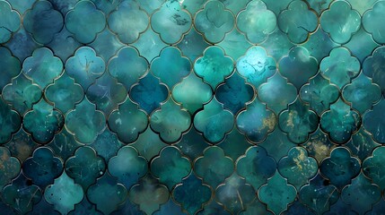 Moroccan Blue and Green Ceramic Mosaic Tiles. Marrakech Abstract Pattern. Vibrant Turquoise Wall Texture Background.
