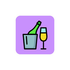 Icon of cold champagne. Beverage, event, drink. Alcohol concept. Can be used for topics like anniversary, romantic date, restaurant