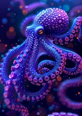 Obraz premium portrait of a surreal octopus in space