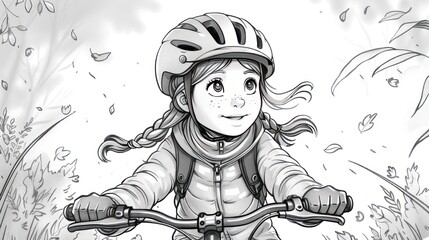 Coloring Pages | Girl Cycling Coloring Pages