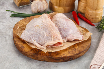 Raw chicken thigh for cooking