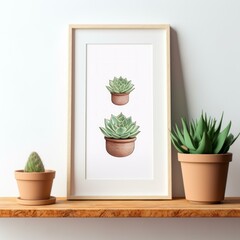 Two Cute Hand-Drawn Succulent Plants in Pots