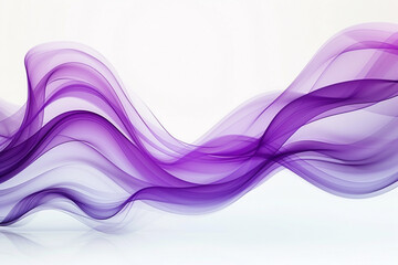 Violet wave abstract art, smooth flowing purple wave on a white background, illustrating calm motion.