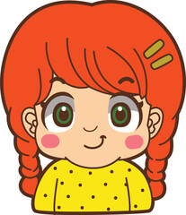 Variation of kids face from any race. Causasoid europeans race emoticon. Avatar of boy and girl kids.