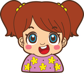 Variation of kids face from any race. Causasoid europeans race emoticon. Avatar of boy and girl kids.