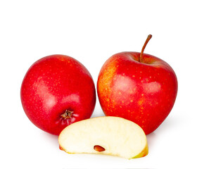 Red apples and slice isolated on a white background