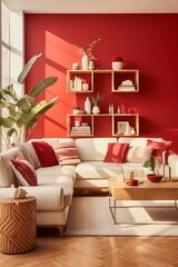 red living room interior design
