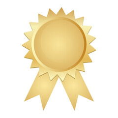 Golden badge with ribbons. Vector design element
