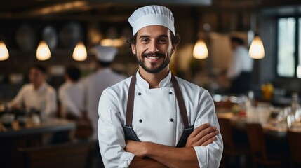 Portrait of a Smiling Chef in a Commercial Kitchen