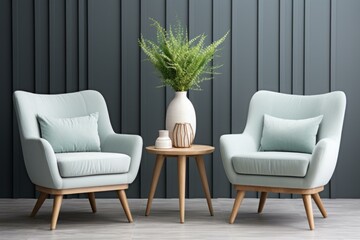 Elegant living room interior with two armchairs and a coffee table