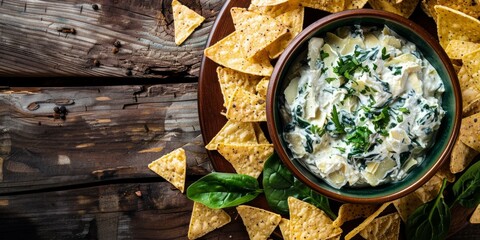 Spinach Artichoke Dip with Tortilla Chips
