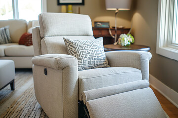 A recliner with adjustable lumbar support, catering to individual comfort needs.