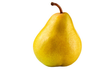 a yellow pear with a stem