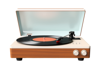 a record player with a black record