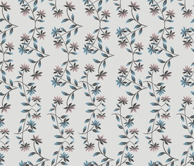 Japanese Flower Leaf Curl Vine Vector Seamless Pattern