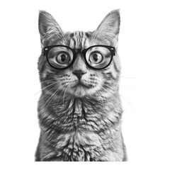 Obraz premium Cat wearing glasses isolated on transparent background