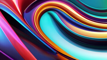 3d render of background of colorful wavy curves and smooth lines