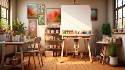 Cozy art studio with lots of natural light
