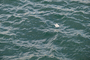 Naklejka premium Plastic bag floating on the sea