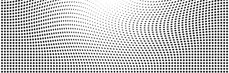 Abstract monochrome spiral halftone pattern. Wide vector illustration	