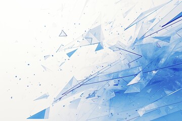Digital Fractals: Abstract Artwork with Geometric Shapes in Blue and White - obrazy, fototapety, plakaty