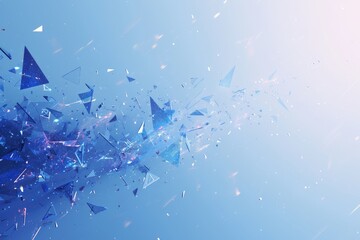 Dynamic Fragmentation: Blue Glass Shattering with Abstract Elegance - obrazy, fototapety, plakaty