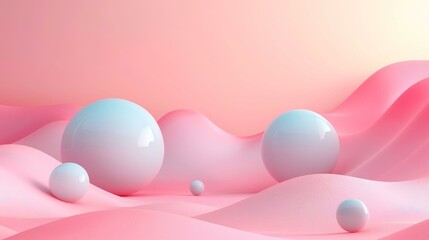 Pink and Blue Pastel Abstract 3D Landscape