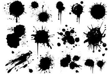 Abstract Ink Splatter Pattern on White Background - obrazy, fototapety, plakaty