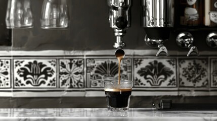Artisanal Coffee Making Process in Stylish Cafe Setting - obrazy, fototapety, plakaty